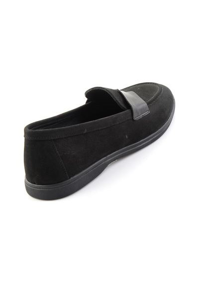 Bambi Siyah Nubuk Hakiki Deri Kadın Loafer Ayakkabı K01821097401