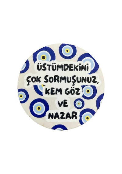 Kem Göz Ve Nazar Baskılı Ahşap Bardak Altlığı