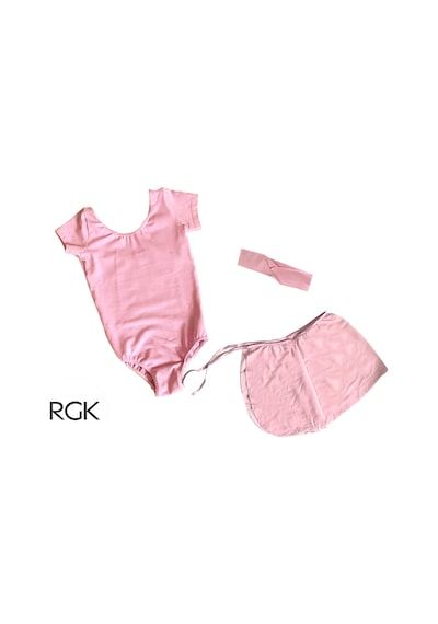Rgk Bale Rgk Kısa Kollu Pembe Bale Cimnastik Çalışma Mayo Seti Pudra Pembe