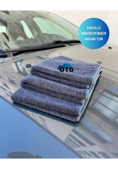 Tr 3'lü Oto Detay Seti - Araba Detay Fırçası, Mikrofiber Araba Kurulama Bezi, Cam Bezi + Sünger Hediye