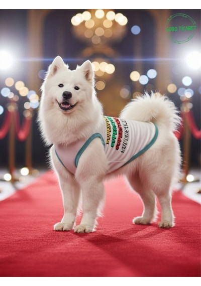 Beyaz Superstar Yazılı Kedi Ve Köpek Kıyafeti Tişörtü Elbisesi Large/l/beden 3