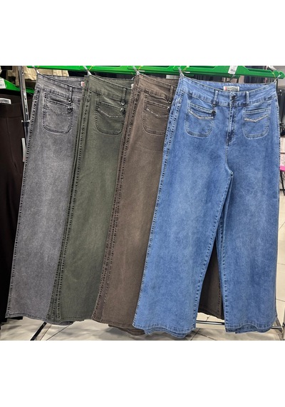 Zanessi Büyük Beden Denim Taşlı Yüksek Bel Ön Cep Detaylı Taşlı Bol Paça Kadın Pantolon Siyah Zanessi Büyük Beden Denim Taşlı Yüksek Bel Ön Cep Detaylı Taşlı Bol Paça Kadın Pantolon Siyah