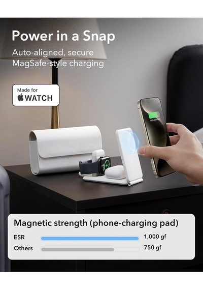 Esr 3 In 1 Seyahat Şarj Standı Apple Uyumlu iPhone, Airpods, İos Watch