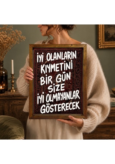 Bk Gift Vintage Klasik Sanat Esprili Sözlü Masif Ahşap Çerçeveli Dekoratif Tablo - 36
