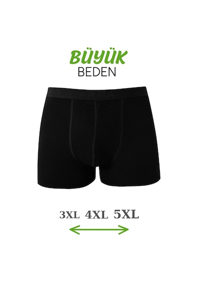 Arma Yıldız Bambu Erkek Büyük Beden Boxer Siyah 10'lu Paket-siyah