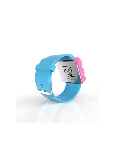 Cool Watch Saat - Pembe Led Kasa - Turkuaz Kayış Unisex