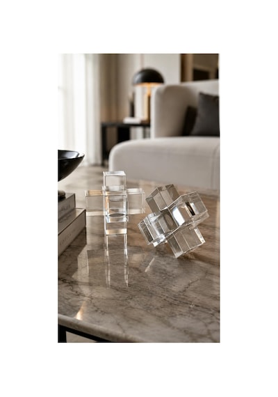 Kristal Küp 2 Li Set Şeffaf Modern Dekoratif Obje