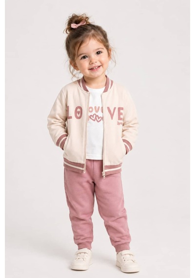 Sani Kids Sani Love 3'lü Eşofman Takımı - Krem Pembe Pudra