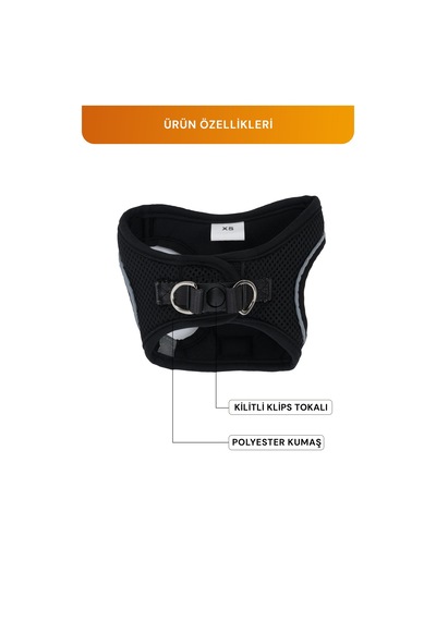 Kediler Ve Köpekler İçin Rahat, Dayanıklı Göğüs Tasması Xs Siyah