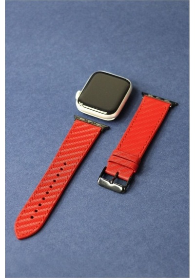 Apple Uyumlu Watch Kordon Kırmızı Karbon 38-40-41 Mm