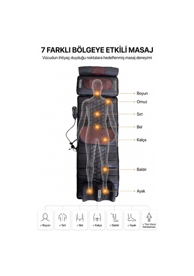Tam Vücut Masaj Yatağı Boyun, Sırt, Bel, Bacak Ve Ayaklar İçin Profesyonel Masaj Deneyimi Kahverengi