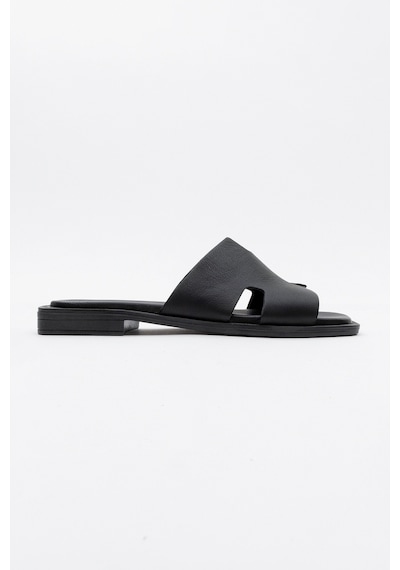 Luvishoes Luvi Shoes Jez Siyah Cilt Hakiki Deri Kadın Terlik Siyah
