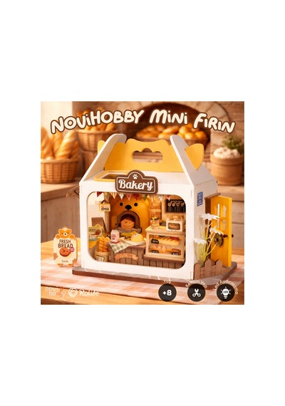 Mini Fırın 3d Puzzle Ahşap Minyatür Maket Kiti Dıy Kendin Yap