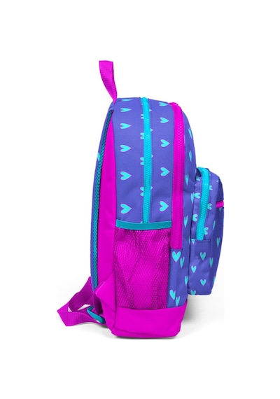 Coral High Kids Lavanta Pembe Kalp Desenli Dört Bölmeli USB Şarjlı Kulaklık Çıkışlı Okul Sırt Çantası 23806