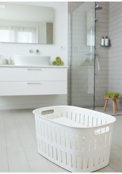 Premium 40 Litre Çamaşır Selesi - Beyaz Ergonomik Kirli Sepeti - Esnek Ve Dayanıklı Beyaz - 838186706 Beyaz