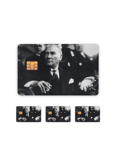 4 Adet Mustafa Kemal Atatürk Kart Kaplama Sticker Kart Etiketi