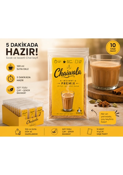 Bharat By Chaıwala Instant Premıx 5 Dk Da Hazır Masala Çayı - 14g 10 Paket