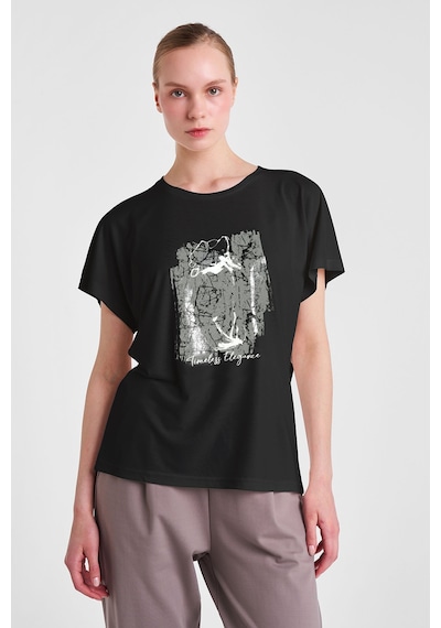 Lescon Kadın Kısa Kollu T-shirt 25n-2118 Siyah
