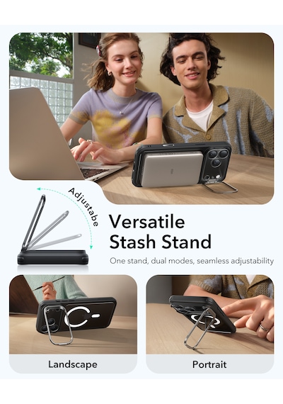 Esr Apple Uyumlu iPhone 17 Pro Max Hybrid Magsafe Standlı Kılıf - Kamera Kontrol Butonu - Şeffaf Siyah Şeffaf Siyah