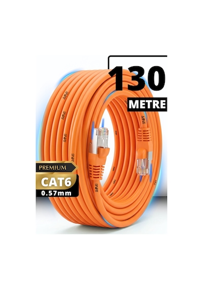 Mn6 M107xt Cat6 Ethernet Kablosu 130 Metre 0.57mm Utp Ultra Dayanıklı Çift Kat Korumalı Dış Mekan Ağır Şartlara Uygun Lan Kablosu 130 M