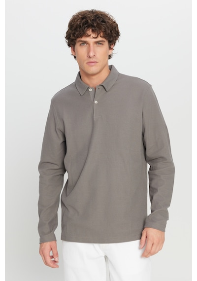 AC&Co / Altınyıldız Classics Erkek Vızon %100 Pamuk Slim Fit Dar Kesim Polo Yaka Jakarlı Triko Tişört Vizon