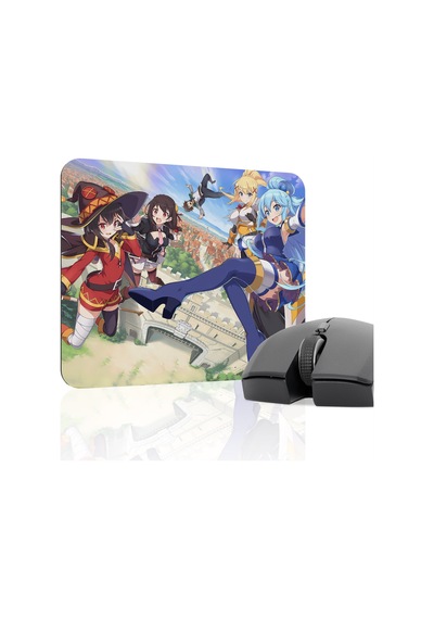 Konosuba Kaymaz Dikişli Kauçuk Oyuncu Mousepad V2 - 22x18 Gaming Mouse Pad Fare Altlığı