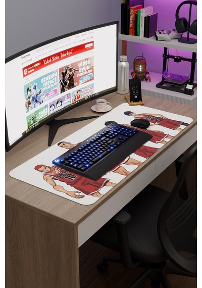 Slam Dunk Anime V4 - 90x40 Xxl Gaming Kauçuk Kaymaz Taban Mouse Pad Fare Altlığı