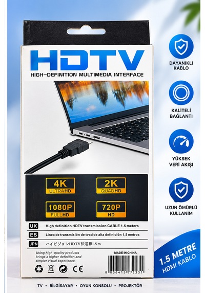 Radem 1.5 Metre Hdmı Kablo 4k Ultra Hd Full Hd 1080p 2k Görüntü Ve Ses Aktarım Kablosu 1.5 M