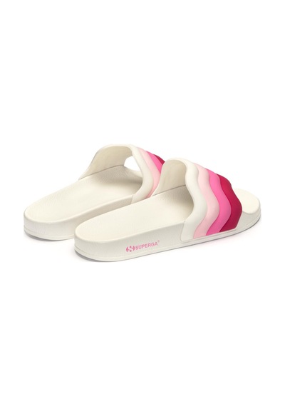 Superga 1908 Slides Curly Padded Stripes Kadın Beyaz Terlik Beyaz-211