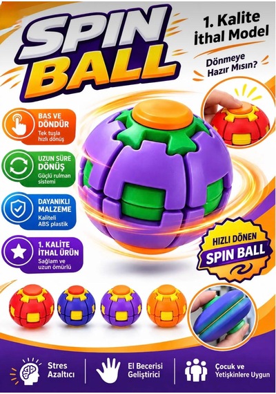 Spin Ball Bas Döndür Stres Giderici Işıksız Renkli Mekanizmalı Fidget Spinner Top Oyuncak Fırfırik 7 Cm