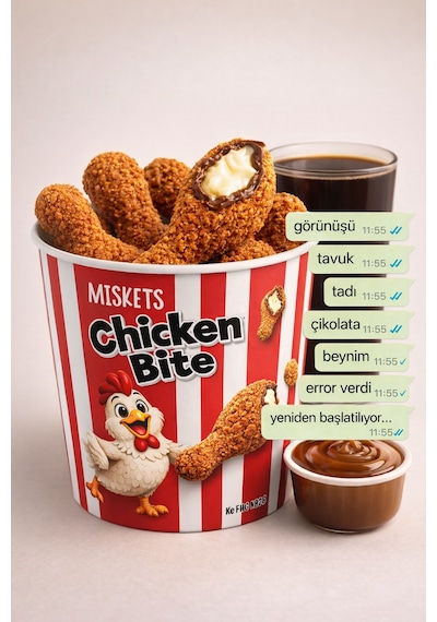 Miskets Chicken Bite Tavuk Budu Çikolata Akışkan Karamelize Bisküvi Kaplı Krema Dolgulu Çikolata 4'lü Paket 50 G X 4 Adet