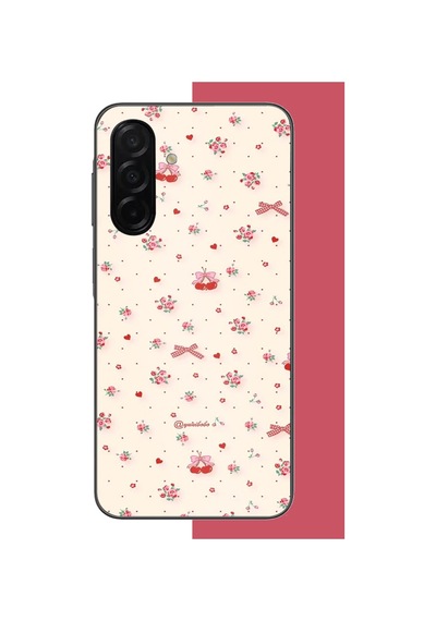 Samsung Galaxy A26 Uyumlu Kırmızı Kalpli Pattern Baskılı Silikon Kılıf Renkli