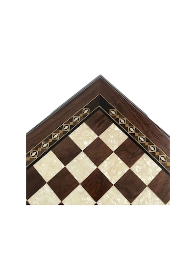 Flat Ayaklı Ahşap Satranç Tablası Küçük Ceviz 35x35cm