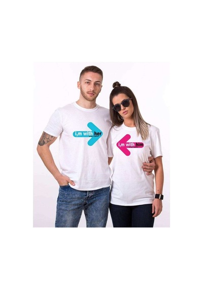 Tshirthane Sevgili Kombinleri I,M With Tohether Tshirt Kombini Beyaz