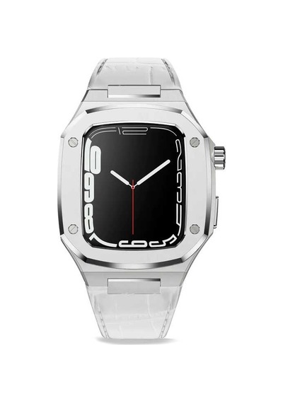 Ekılıf - Apple Uyumlu  Watch 44mm - Kordon Kayış Krd-67 - Beyaz-gümüş