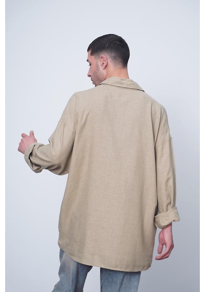 Toprak Basic Uzun Kollu 1a Ch Oversize Gömlek Kahverengi