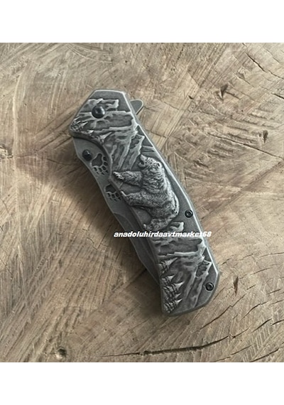 Alaska Carbon Çelik Özel Cep Çakısı Kamp Çakısı Çelik Gövde Klipsli Çakı 22cm Bs13 Gri