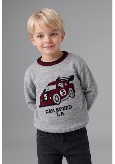 Defacto Oversize Basic Araba Desenli Kazak Erkek Bebek H9286a526wngr400 Gri-gr400