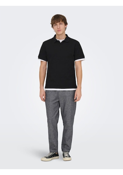 Only & Sons Ben Erkek Siyah Polo Tişört 22035825-b