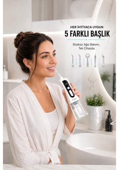 Dijital Ekranlı Şarjlı Ağız Duşu 2 Modlu Taşınabilir Ağız Bakım Cihazı Oc02 Beyaz