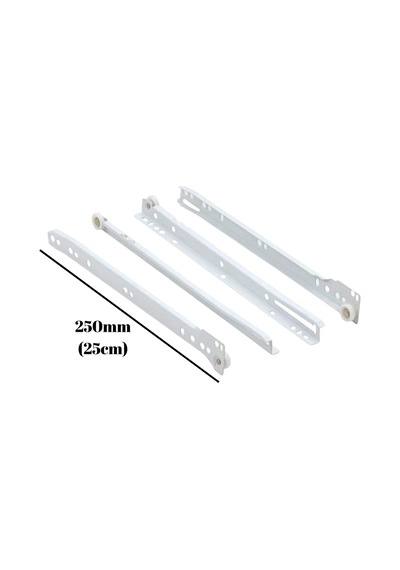 Beyaz Metal Çekmece Rayı Tekerlekli Mobilya Dolap Çekmece Rayı Beyaz 25cm 4 Takım Metal Çok Renkli