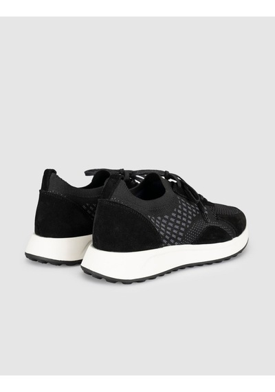 Cabani Siyah Triko Hakiki Deri Erkek Sneaker Ayakkabı