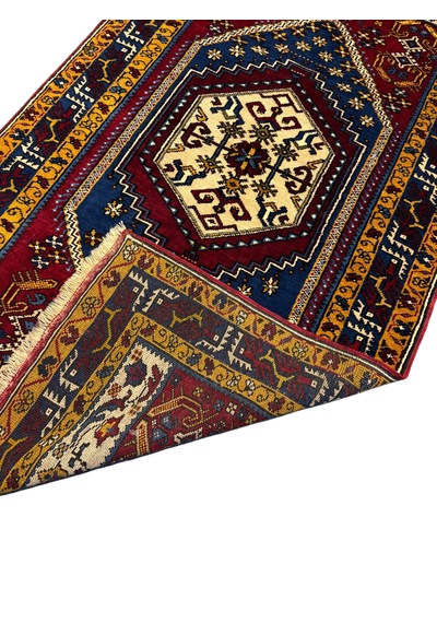 El Dokuma Sıfır Yahyalı Halısı 104x191 Kök Boya %100 Yün Halı Kırmızı