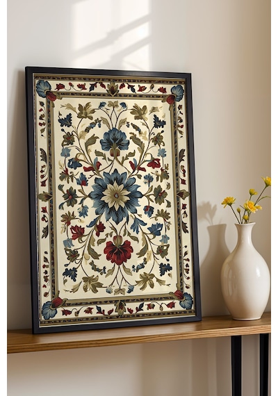 Premium Klasik Şükûfe Çiçek Motifli Çerçeveli Tablo - Lüks Ramazan Özel Seri Geleneksel Duvar Dekoru Siyah Premium Klasik Şükûfe Çiçek Motifli Çerçeveli Tablo - Lüks Ramazan Özel Seri Geleneksel Duvar Dekoru Siyah