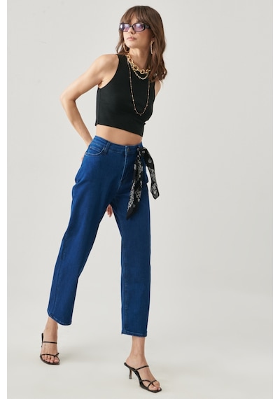 Lee Wide Leg Fit Yüksek Bel Geniş Paça Esnek Jean Kot Pantolon L31ZPDUE Koyu Mavi