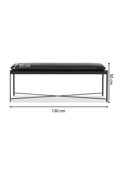 Essa Modern Suni Deri Döşemeli Metal Ayaklı Bench Gri