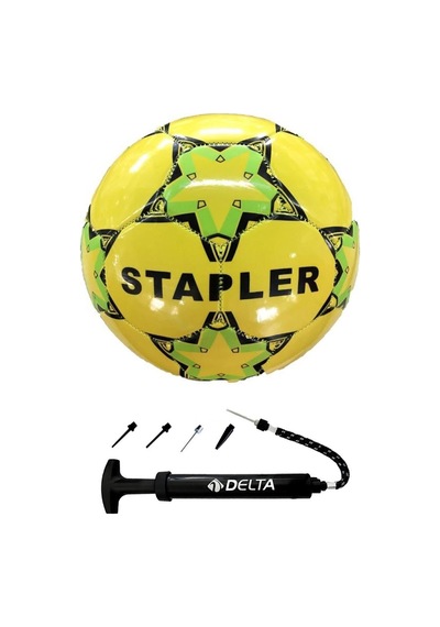 Stapler 5 Numara Dikişli Futbol Topu + Top Pompası Sarı