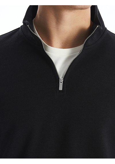 Lcwaıkıkı Classic Siyah Dik Yaka Erkek Sweatshirt