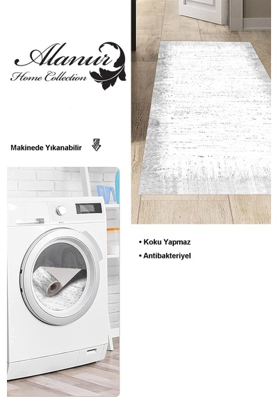 Dekoreko Kaymaz Taban Djt Mutfak Halısı Trend Modern 1342 gri