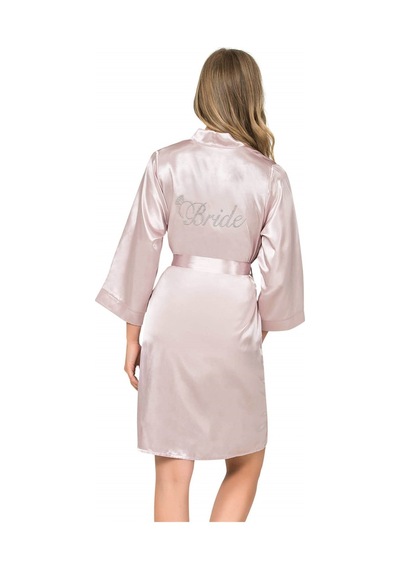 Findit Pudra Kısa Saten Bride Sabahlık